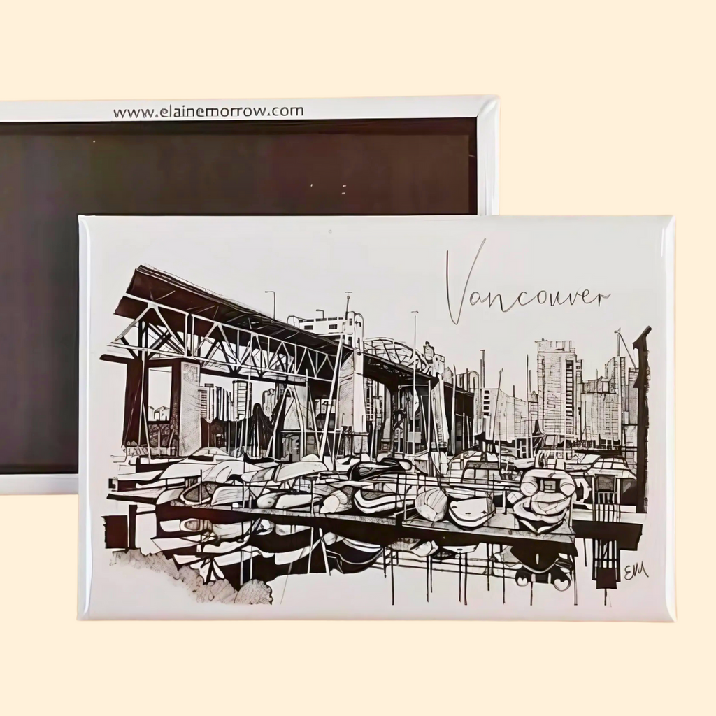 Fridge Magnet - Burrard Marina in Vancouver, B.C. by Elaine Morrow-Magnet-Elaine Morrow Art-[fridge magnets-[decorative fridge magnets]-[souvenir fridge magnets]-All The Good Things From BC