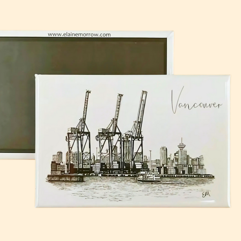 Fridge Magnet - Docks in Vancouver, B.C. by Elaine Morrow-Magnet-Elaine Morrow Art-[fridge magnets-[decorative fridge magnets]-[souvenir fridge magnets]-All The Good Things From BC