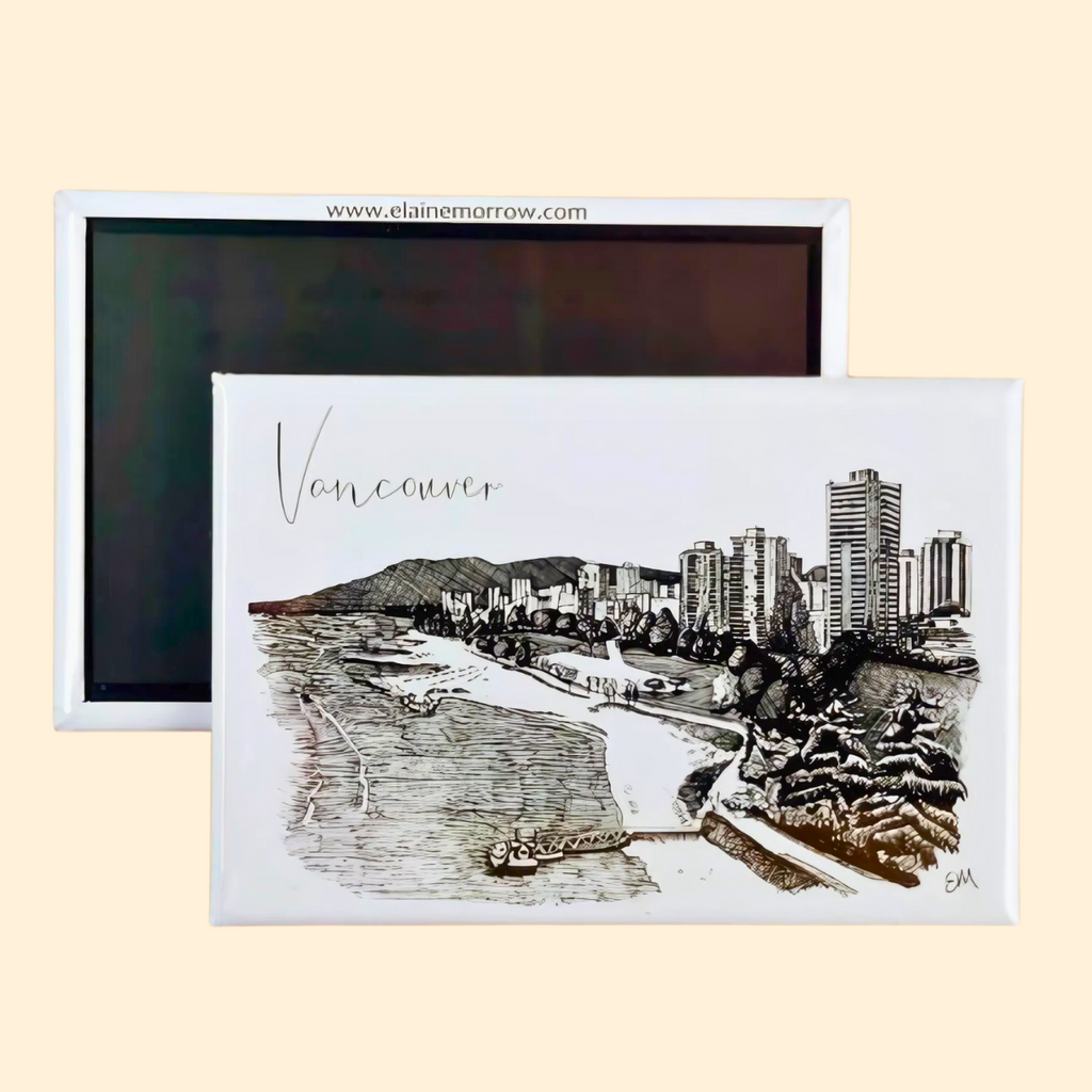 Fridge Magnet - English Bay in Vancouver, B.C. by Elaine Morrow-Magnet-Elaine Morrow Art-[fridge magnets-[decorative fridge magnets]-[souvenir fridge magnets]-All The Good Things From BC