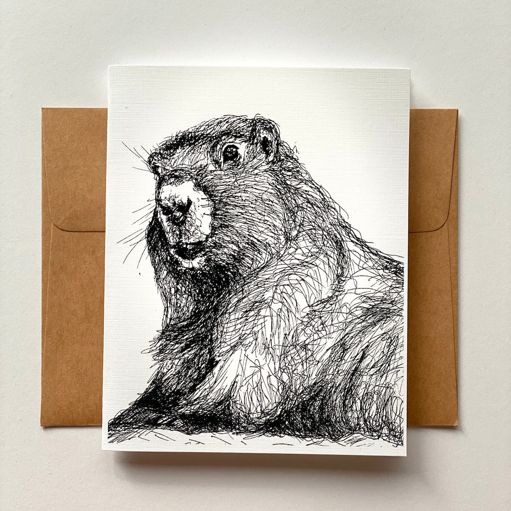 Greeting Card - Alpine Marmot by Michaela Ivancova-Card-MachiMela Art-[bc female artist]-[artsy greeting card]-[canada animals greeting card]-All The Good Things From BC