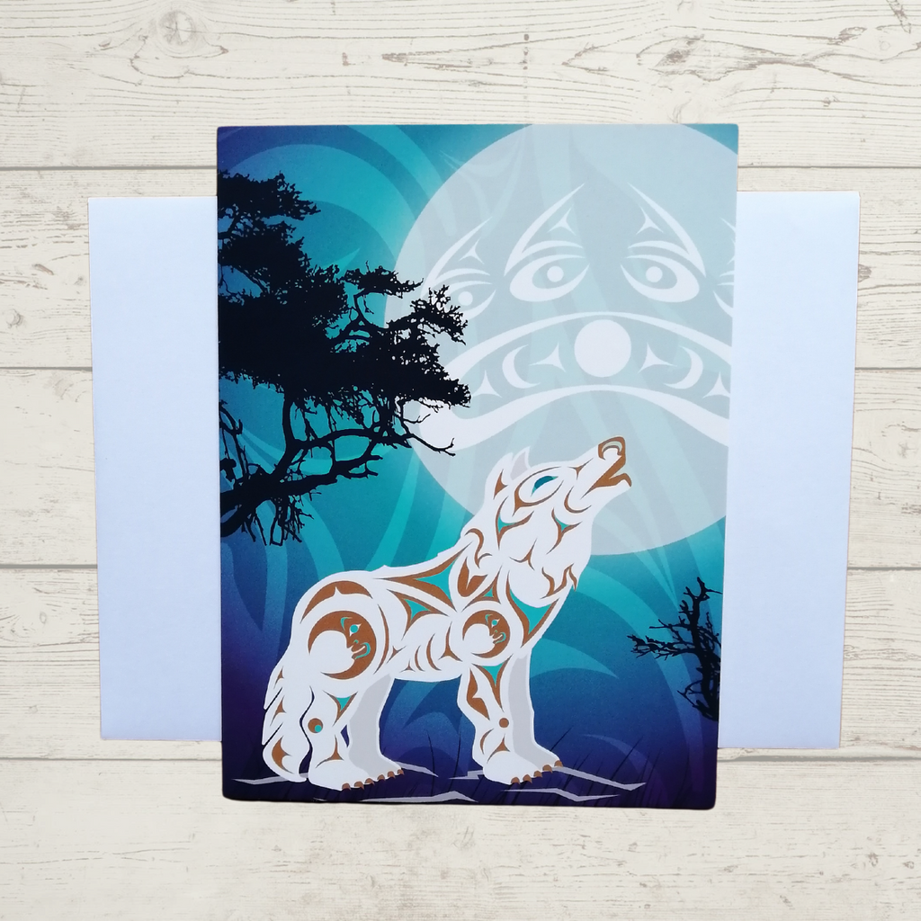 Greeting Card - Howling Wolf by Darrel Tusq'anum Thorne