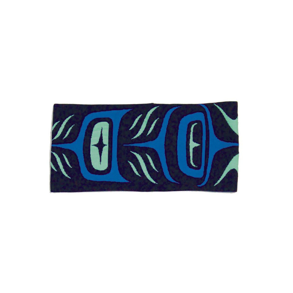 Headband - Feather by Simone Diamond (Blue)-Headband-Native Northwest-[authentic native indigenous design canada]-[neck warmer]-[buff]-All The Good Things From BC