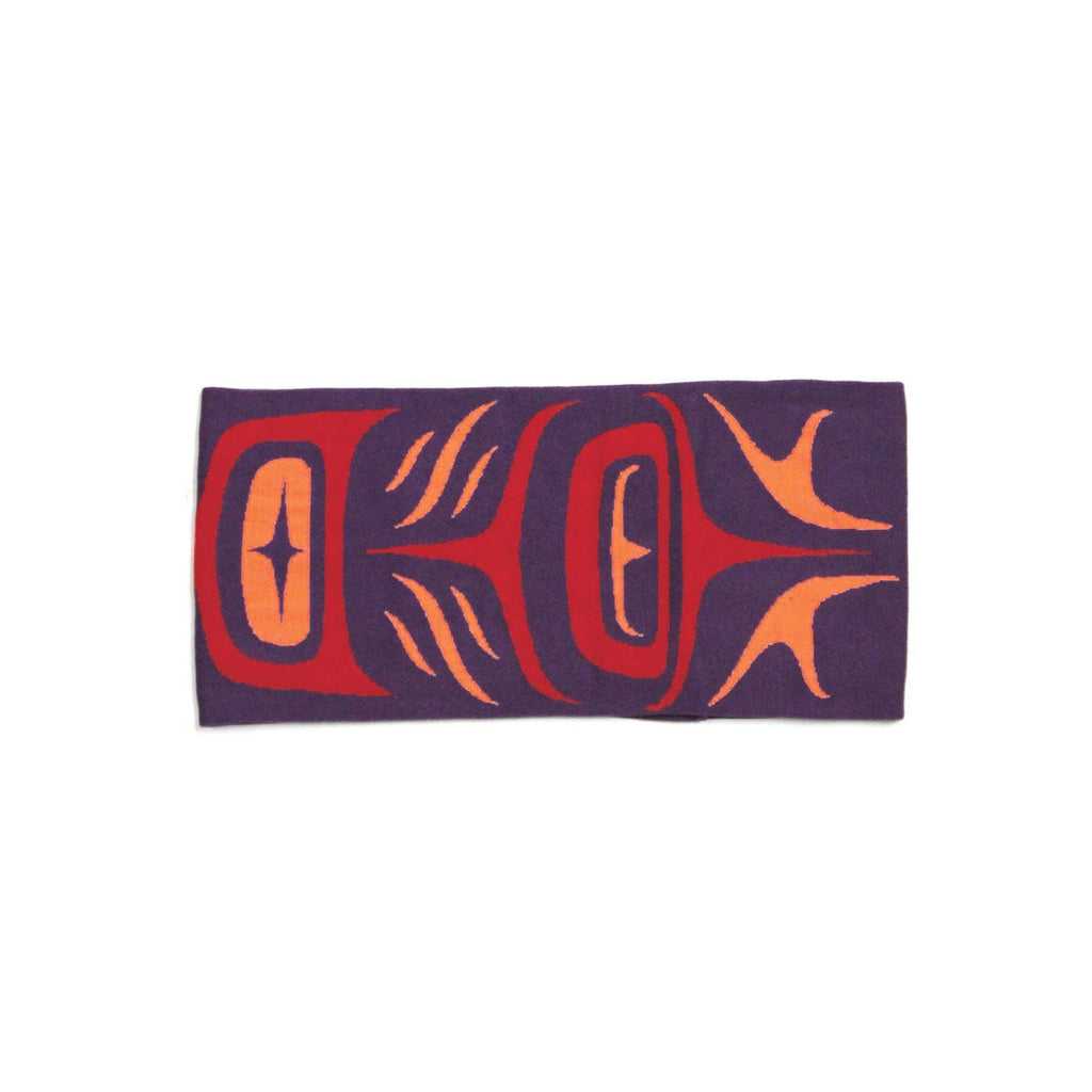Headband - Feather by Simone Diamond (Purple, Orange)-Headband-Native Northwest-[authentic native indigenous design canada]-[neck warmer]-[buff]-All The Good Things From BC