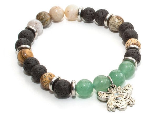 Healing Bracelet - Bee by Paul Windsor-Healing Bracelet-Native Northwest-[lava rock bracelet]-[black stone bracelet]-[native bracelet]-All The Good Things From BC