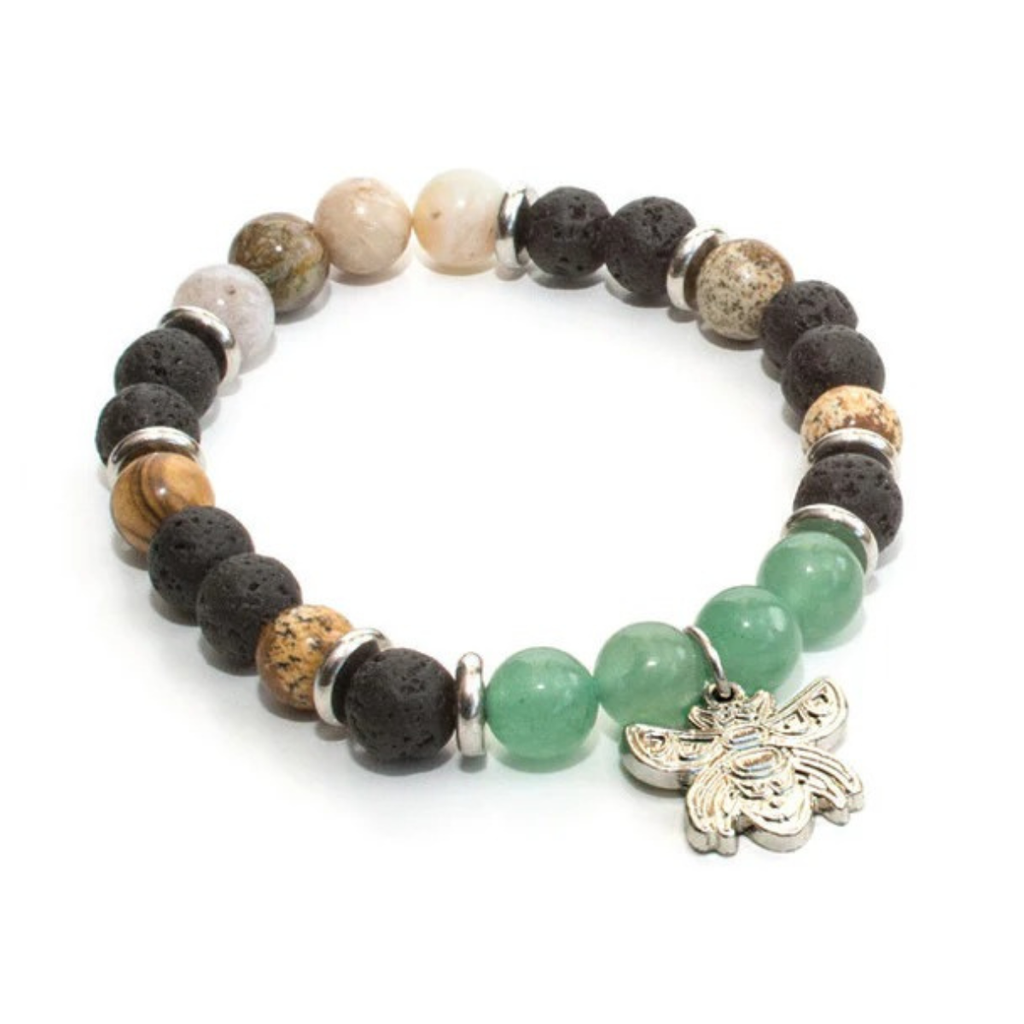 Healing Bracelet - Bee by Paul Windsor-Healing Bracelet-Native Northwest-[lava rock bracelet]-[black stone bracelet]-[native bracelet]-All The Good Things From BC