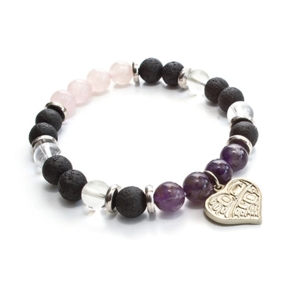 Healing Bracelet - Hummingbird Heart by Gordon White-Healing Bracelet-Native Northwest-[lava rock bracelet]-[black stone bracelet]-[native bracelet]-All The Good Things From BC