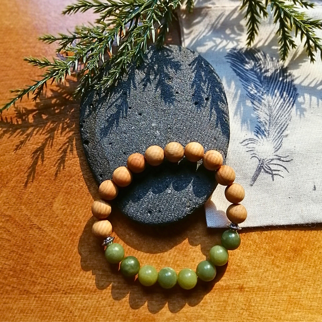 Healing Bracelet - Canadian Jade & West Coast Cedar Wood