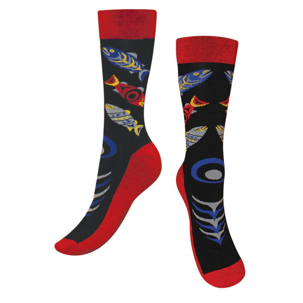 Indigenous Art Socks - Salmon in the Wild by Simone Diamond