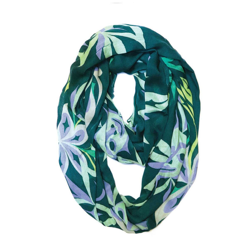 Infinity Scarf - Soul Blossom by Simone Diamond - Native Northwest - Coast Salish - bamboo - scarves - female - women - ladies - blue - green - purple - native - indigenous - All The Good Things From BC