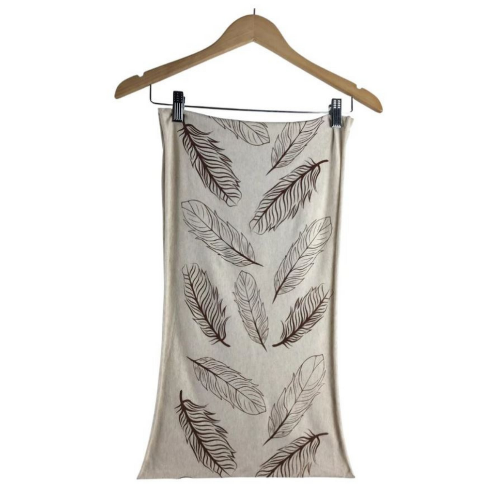 Scarf - Feathers by Totem Design House - Oatmeal - bamboo - cotton jersey - Kwigwatsi Studio K'omoks First Nation - Rez Biz - scarves - females - women - ladies - native - indigenous - All The Good Things From BC