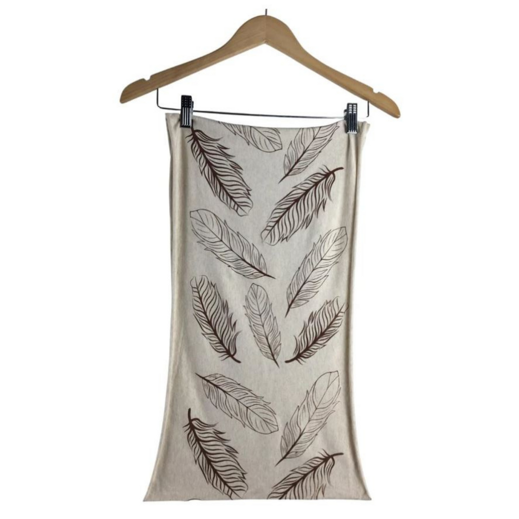 Scarf - Feathers by Totem Design House (Oatmeal)-Scarf-Totem Design House-[female scarves]-[fashion women scarves canada]-[native indigenous design bc canada]-All The Good Things From BC