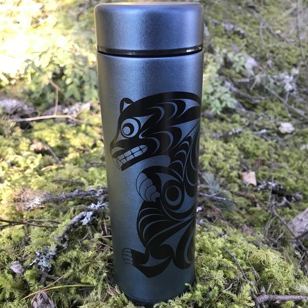 Insulated Coffee Tumbler - Bear by Francis Horne Sr.-Tumbler-Native Northwest-[travelling mug]-[authentic native design canada]-[insulated coffee tumblers]-All The Good Things From BC