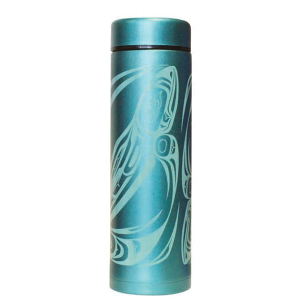 Insulated Coffee Tumbler - Salmon by Trevor Angus-Tumbler-Native Northwest-[travelling mug]-[authentic native design canada]-[insulated coffee tumblers]-All The Good Things From BC