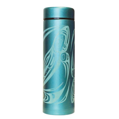 Insulated Coffee Tumbler - Salmon by Trevor Angus-Tumbler-Native Northwest-[travelling mug]-[authentic native design canada]-[insulated coffee tumblers]-All The Good Things From BC