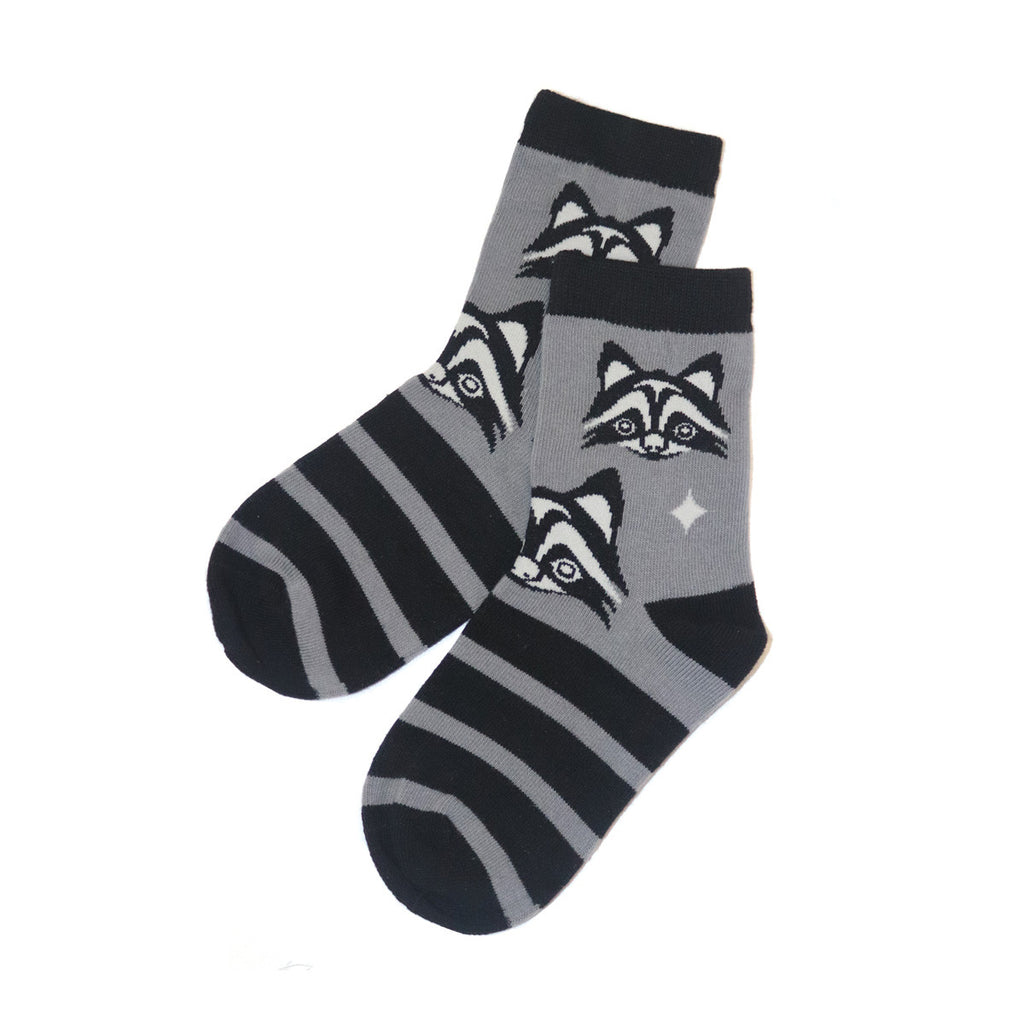 Kids Socks - Racoon by Simone Diamond-Socks-Native Northwest-[best kids socks]-[cute kids socks]-[quality kids socks]-All The Good Things From BC