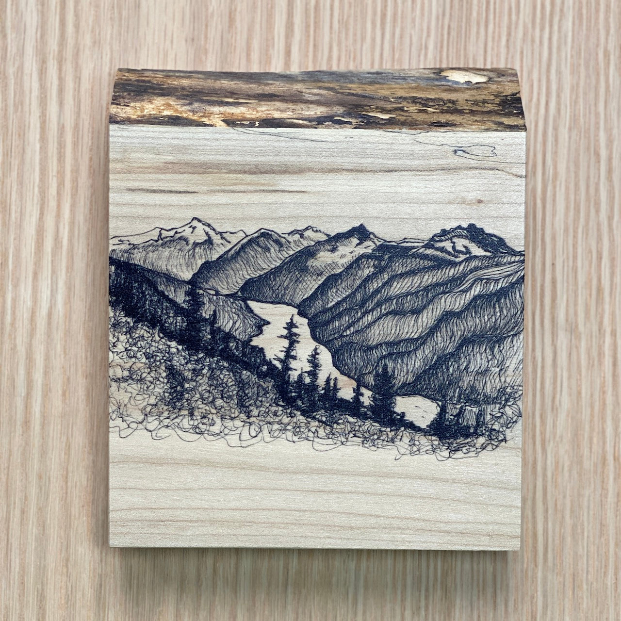 Live Edge Wood Wall Art Print - Cheakamus Lake by Michaela Ivancova Art (Small)
