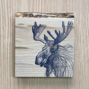 Live Edge Wood Wall Art Print - Mystic Moose by Michaela Ivancova Art (Small)