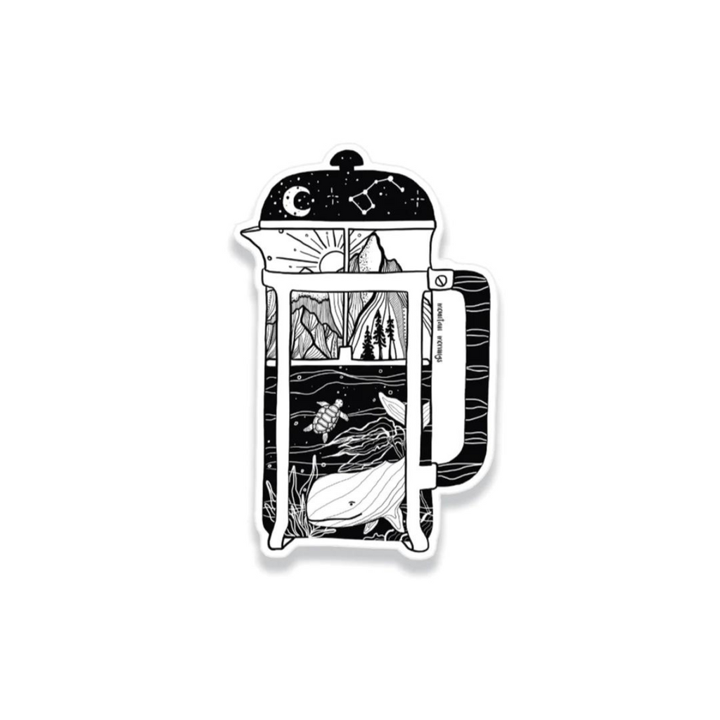 Outdoor Vinyl Sticker - French Press by Mountain Mornings