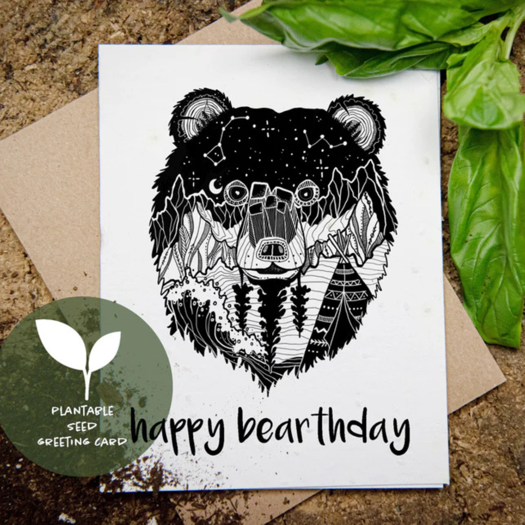 BC Art Greeting Card - Happy Bearthday by Mountain Mornings (Plantable Card)