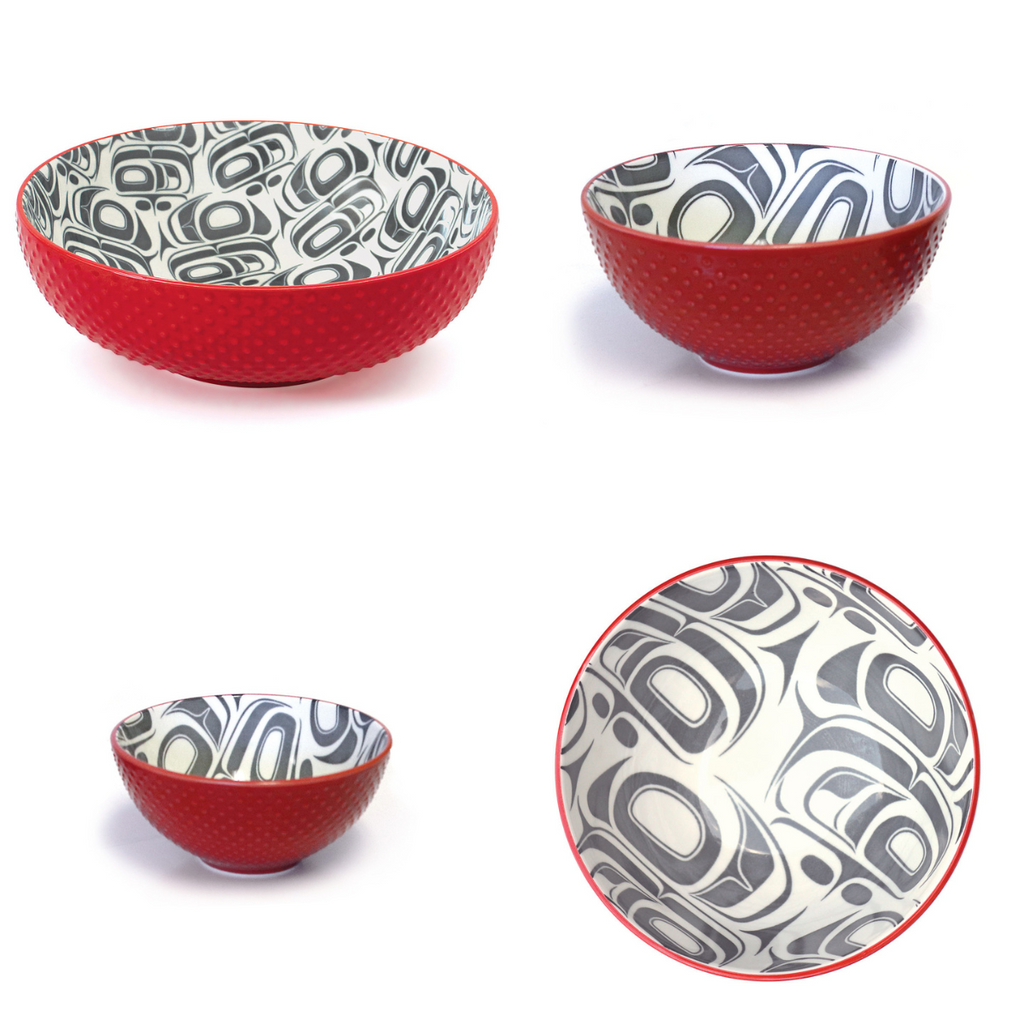 Porcelain Art Serving Bowl Set - Eagle Transforming by Ryan Cranmer (3psc)