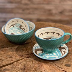 Porcelain Coffee Mug & Plate Set - Killer Whale by Trevor Angus