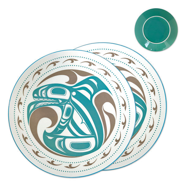 Porcelain Dinner Plates (Set of 2) - Killer Whale by Trevor Angus (Tka'ast)
