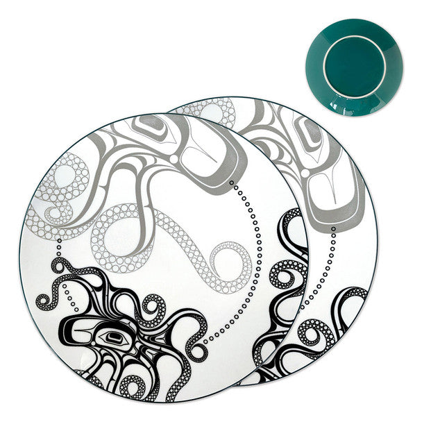 Porcelain Dinner Plates (Set of 2) - Octopus (Nuu) by Ernest Swanson (Stlaay hlang'laas)
