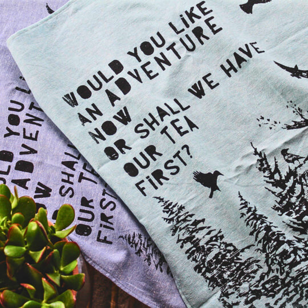 Hemp & Organic Cotton Tea Towel - Adventure (Lillac)