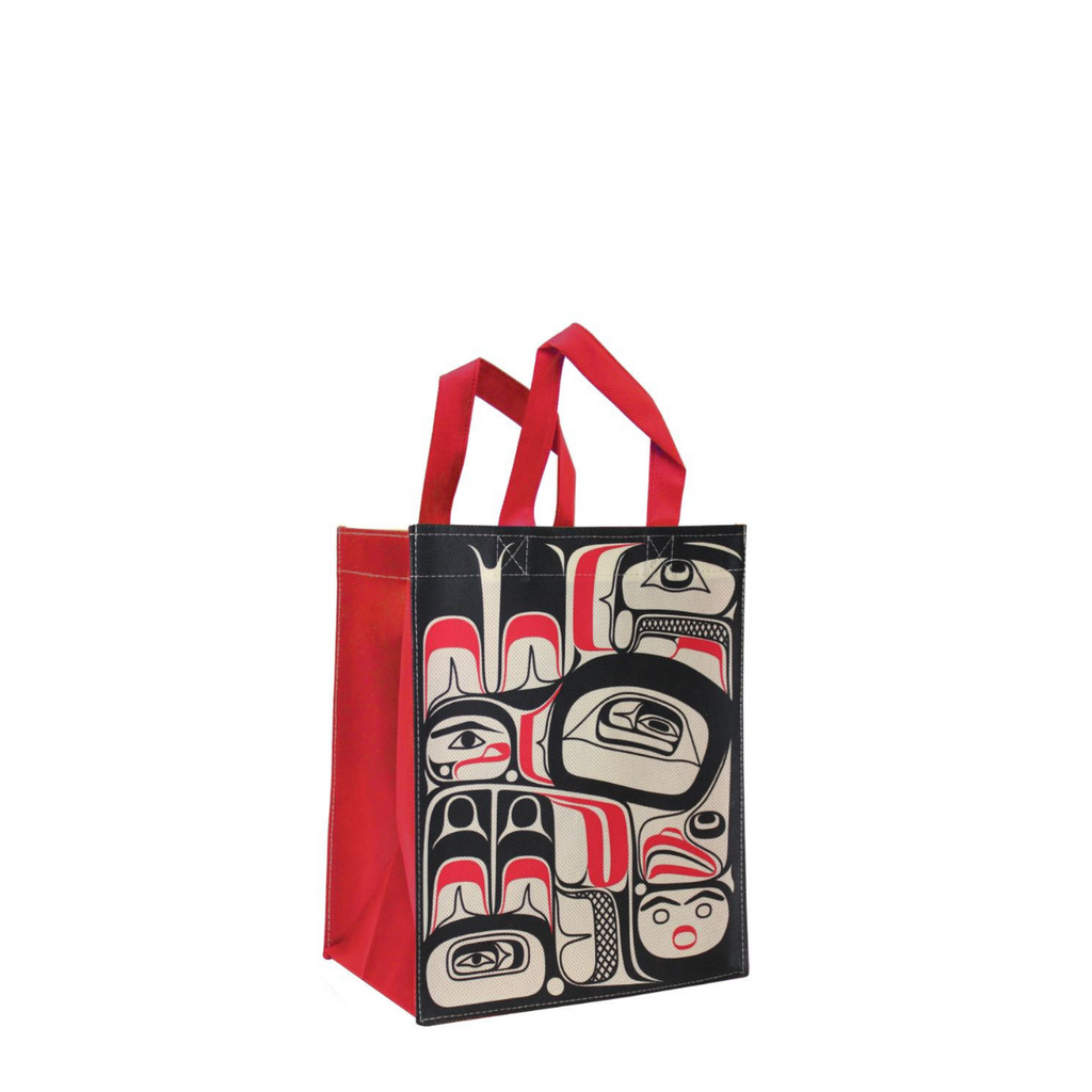 Reusable Shopping Bag - Small - Eagle Vision by Allan Weir - Haida - Black - Red- Native Northwest - All The Good Things From BC