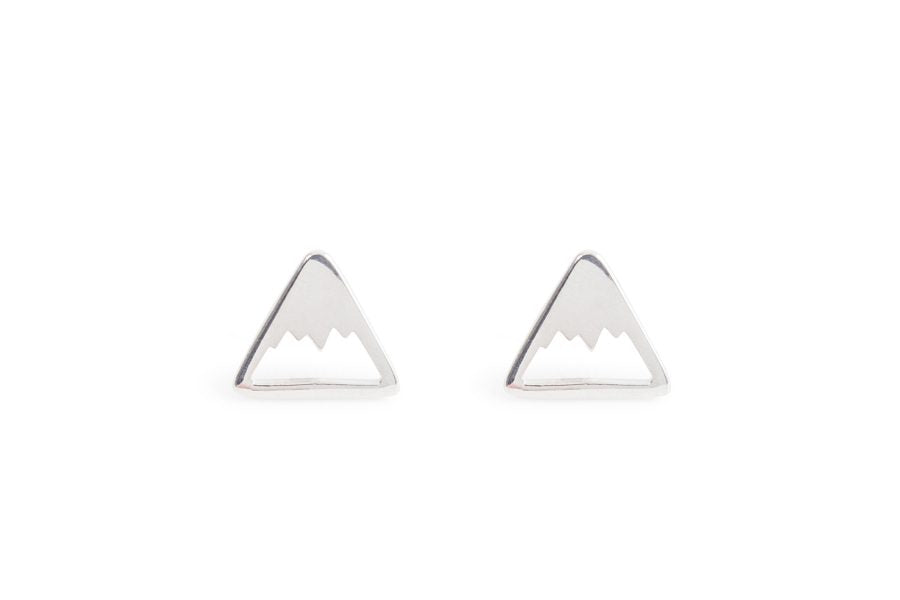 Silver Earrings - Studs - Mountain by Treeline Collective