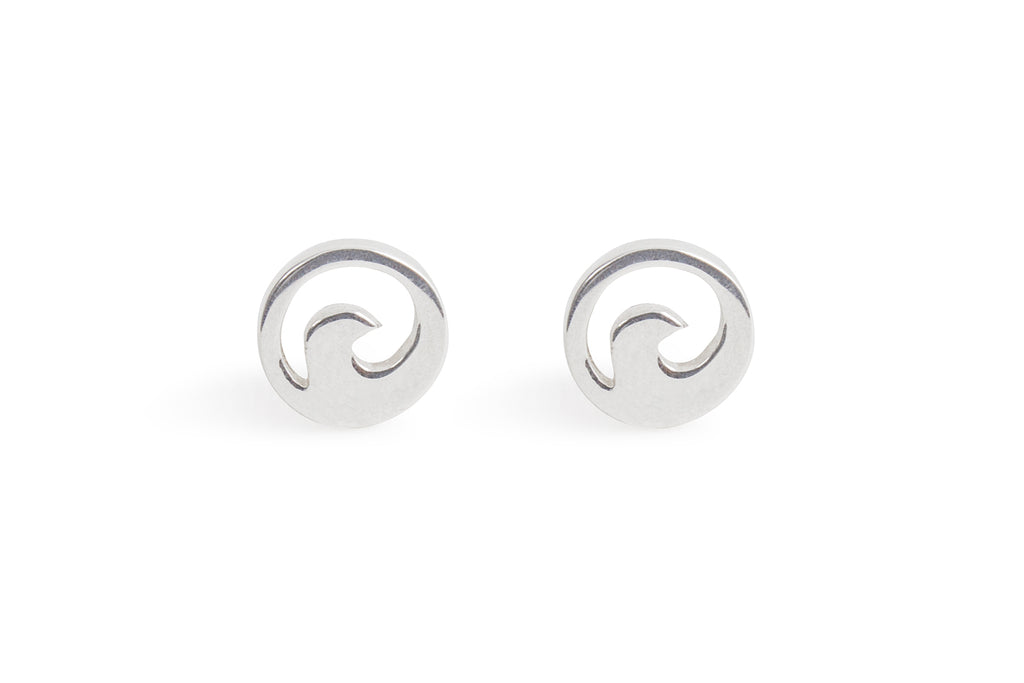 Silver Earrings - Studs - Wave by Treeline Collective