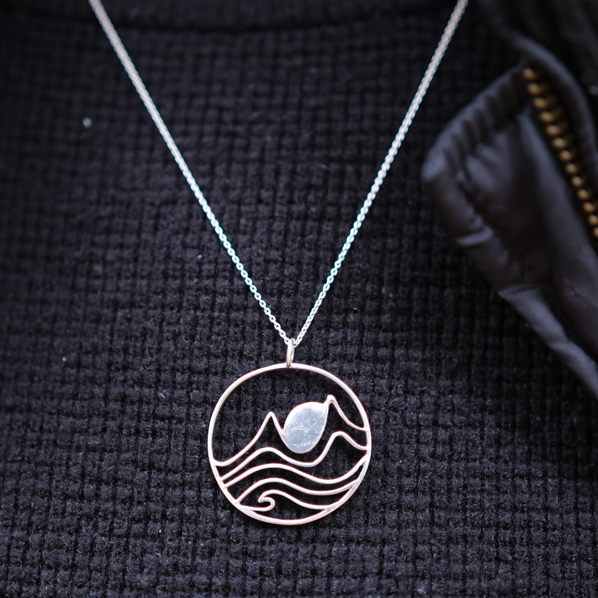 BC Inspired Sterling Silver Necklace – Waves, Sun & Mountains Pendant ...