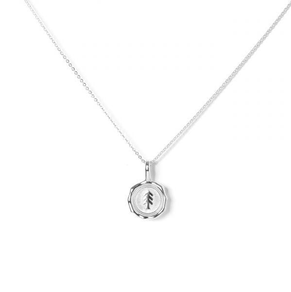 Silver Necklace with Round Pendant - Let Go by Treeline Collective (Silver)