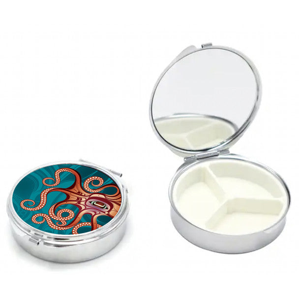 Small Pill Case With Mirror - Octopus (Nuu) by Ernest Swanson (Stlaay hlang'laas)