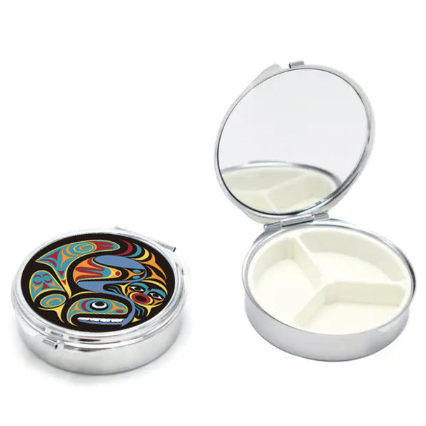 Small Pill Case With Mirror - Whale by Maynard Johnny Jr.