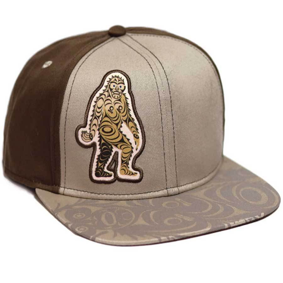 Snap Back Hat - Cap - Sasquatch by Francis Horne Sr. - Native Northwest - Indigenous - Coast Salish - Brown - Beige - All The Good Things From BC