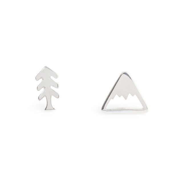 Sterling Silver Stud Earrings - Tree & Mountain by Treeline Collective