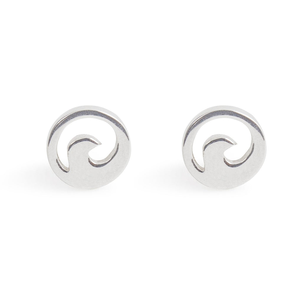 Sterling Silver Stud Earrings - Wave by Treeline Collective