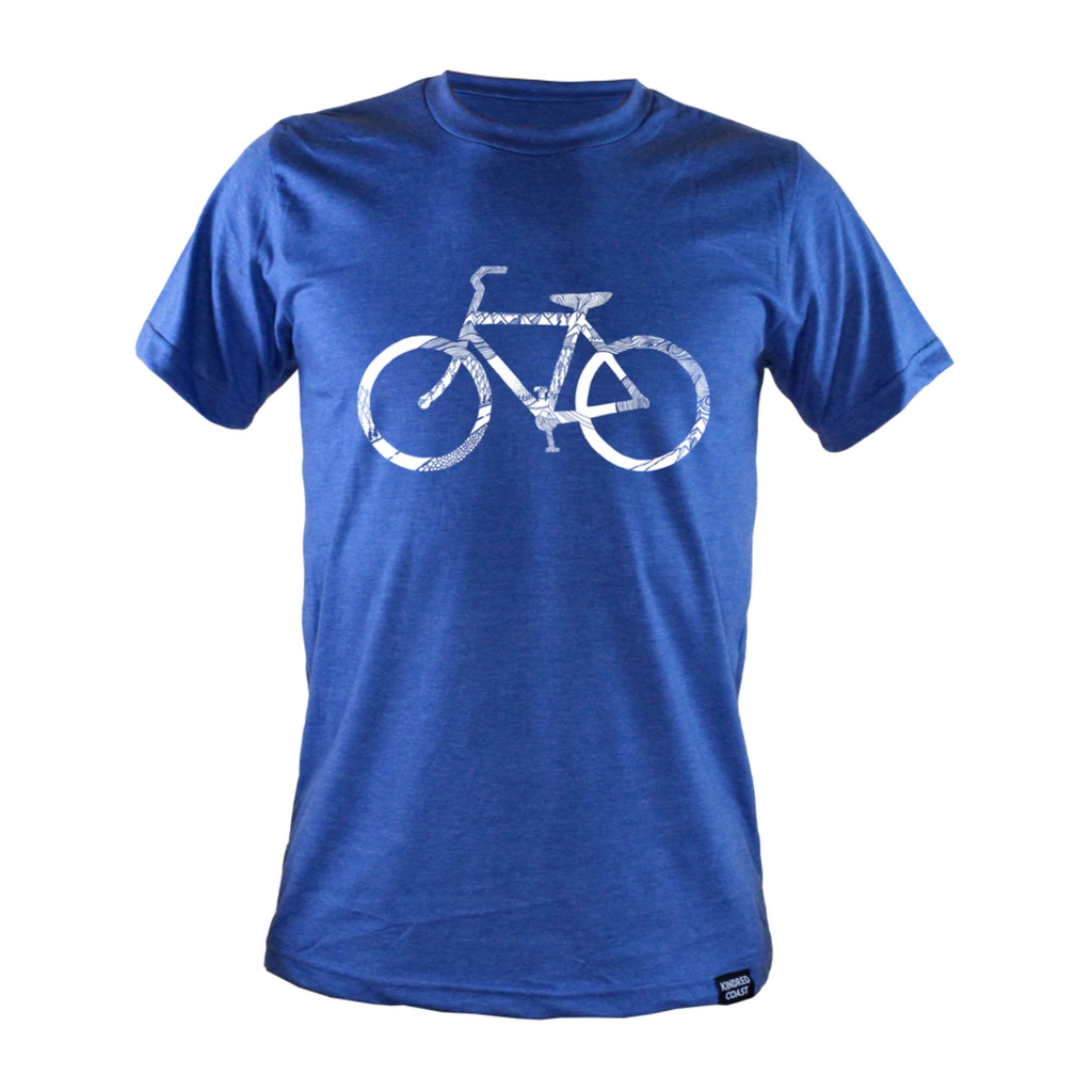 Men's T-Shirt - Bike by Kindred Coast (Heather Navy)-T-Shirt-Kindred Coast-[best gift for guys]-[unique mens tee bc themed]-[original mens unisex t-shirt made in canada]-All The Good Things From BC