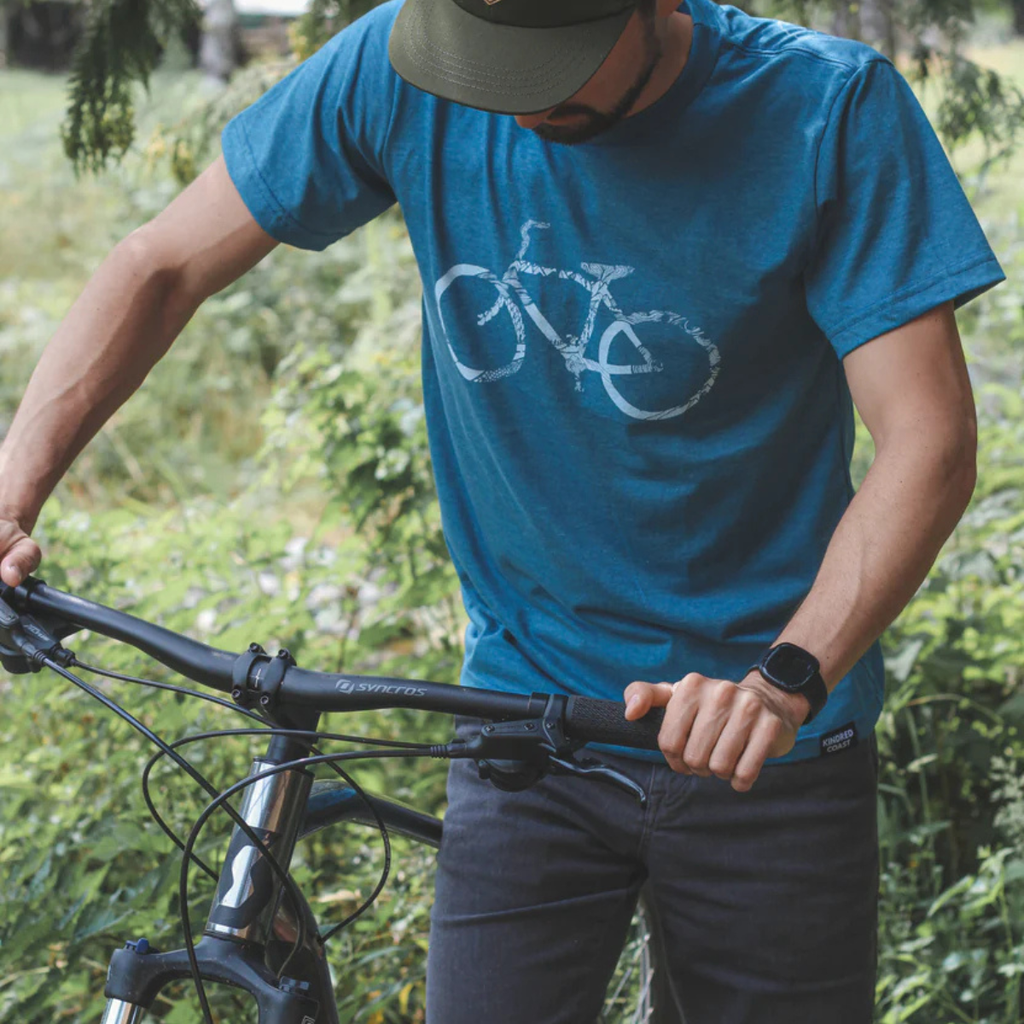 Men's T-Shirt - Bike by Kindred Coast (Heather Teal) – All The
