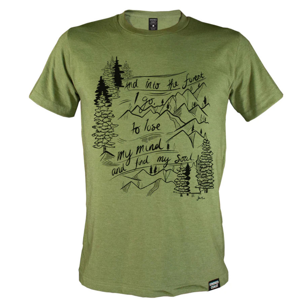 Men's T-Shirt - Into The Forest by Kindred Coast (Heather Army Green)