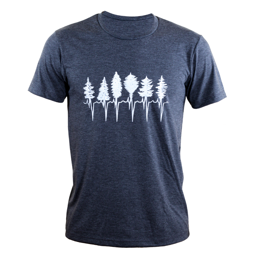 Men's T-Shirt - Treeline by Kindred Coast (Heather Charcoal)-T-Shirt-Kindred Coast-[best gift for guys]-[unique mens tee bc themed]-[original mens unisex t-shirt made in canada]-All The Good Things From BC