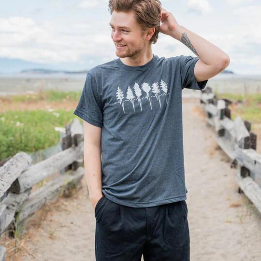 Men s T Shirt Treeline by Kindred Coast Heather Charcoal XL