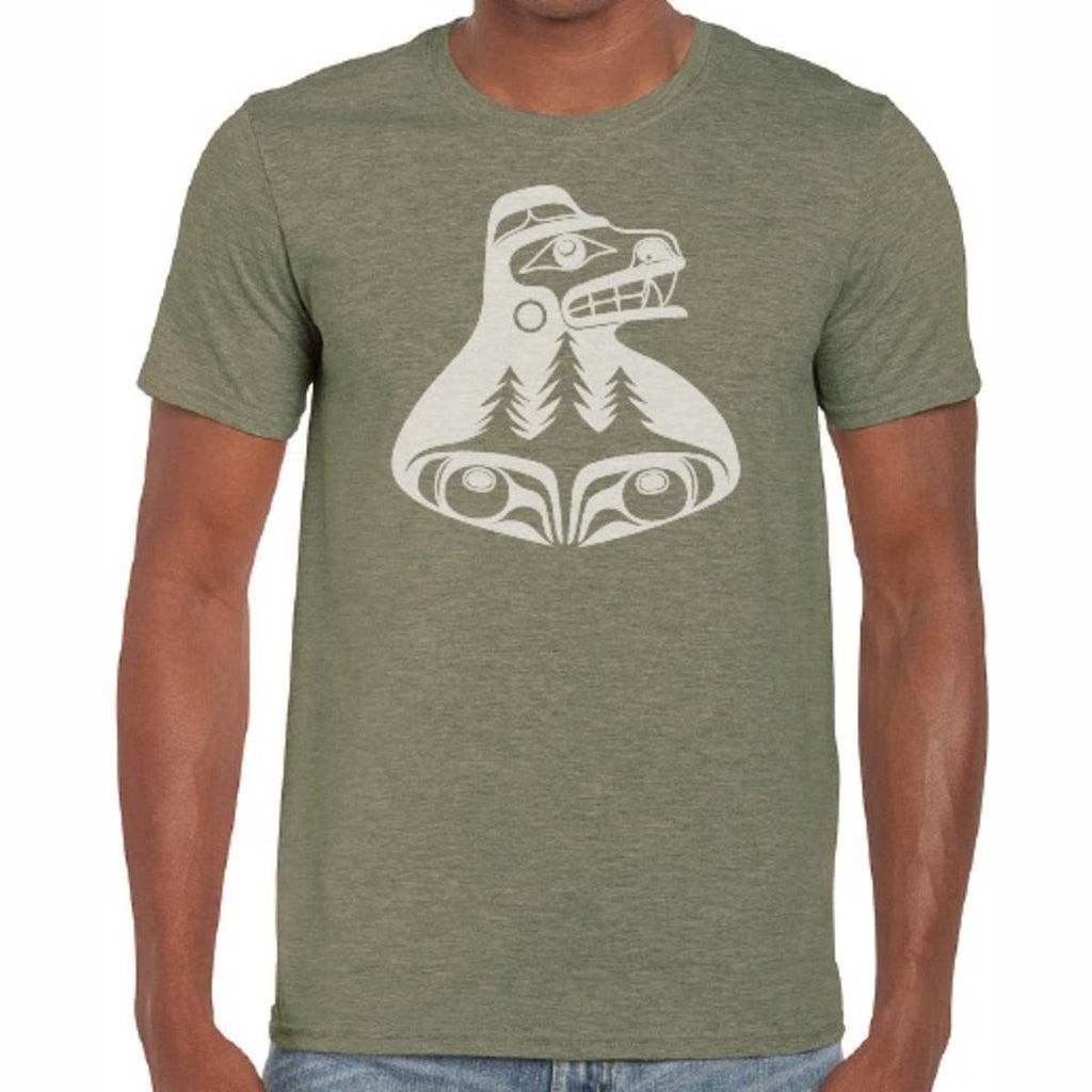 Men's T-Shirt - Bear The Tree Hugger by Allan Weir-T-Shirt-Native Northwest-[cool mens tees]-[best cotton t-shirts for men]-[native artist designed t-shirt]-All The Good Things From BC