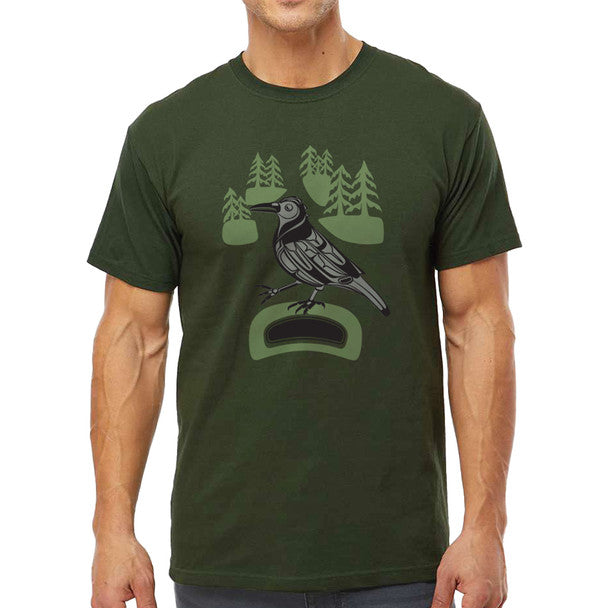 Men's T-Shirt - Crow- Walk in the Park by Paul Windsor-T-Shirt-Native Northwest-[cool mens tees]-[best cotton t-shirts for men]-[native artist designed t-shirt]-All The Good Things From BC
