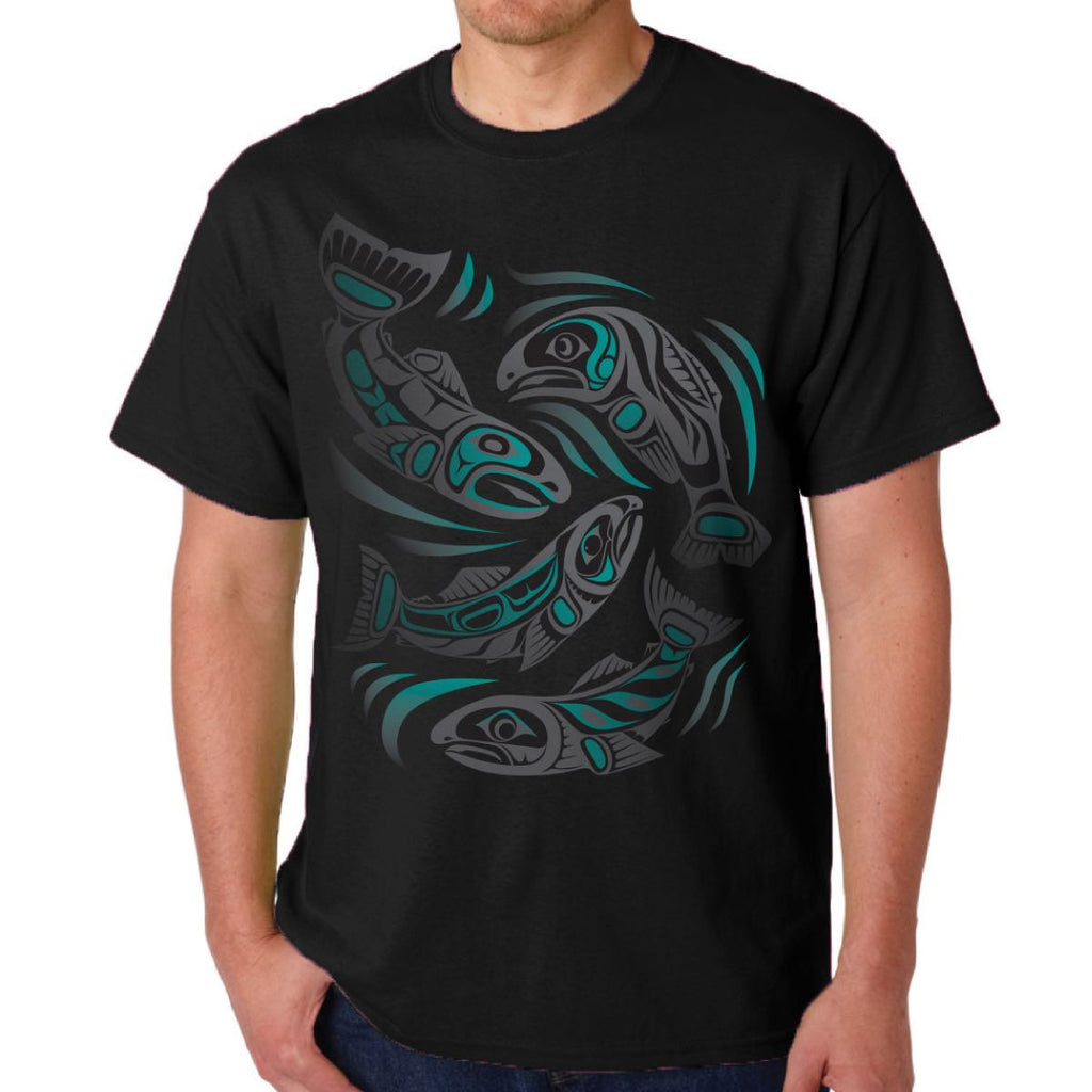Men's T-Shirt - Sacred Salmon by Paul Windsor-T-Shirt-Native Northwest-[cool mens tees]-[best cotton t-shirts for men]-[native artist designed t-shirt]-All The Good Things From BC