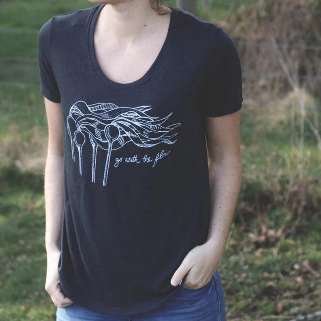 Women's T-Shirt - Kelp Forest by Kindred Coast (Charcoal)-T-Shirt-Kindred Coast-[comfy ladies eco friendly tees]-[womens t-shirt designed in bc canada]-[best ladies eco friendly tees]-All The Good Things From BC