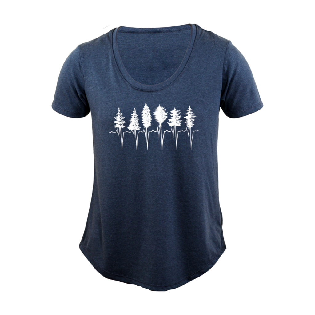 Women's T-Shirt - Treeline by Kindred Coast - Heather Charcoal - All The Good Things From BC - Made in Canada - British Columbia - Vancouver Island - Ladies - Graphic Tee