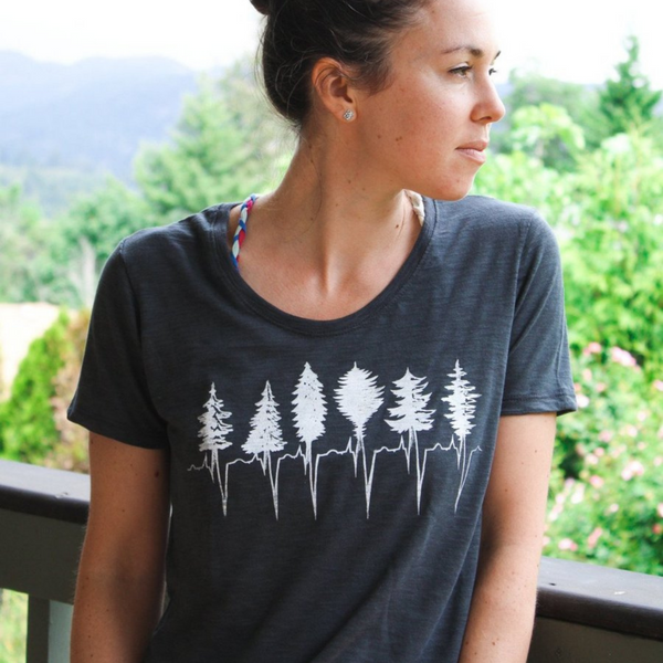 Women's T-Shirt - Treeline by Kindred Coast (Charcoal)