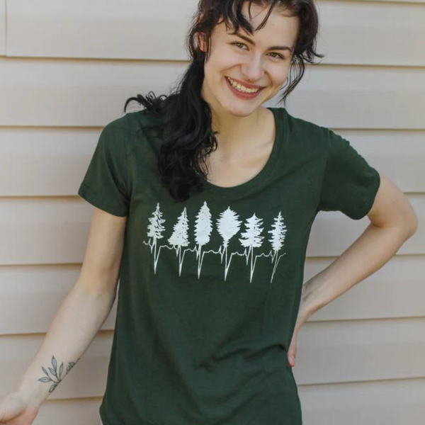 Women's T-Shirt - Treeline by Kindred Coast (Forest Green)